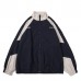 Jacket Windbreaker Pria Wanita Kombinasi Warna Biru Dongker Krem
